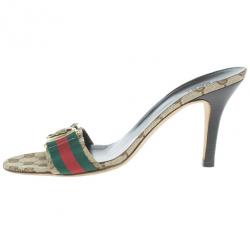Pre Owned Gucci Guccissima Web Detail Hysteria Slides Size 39