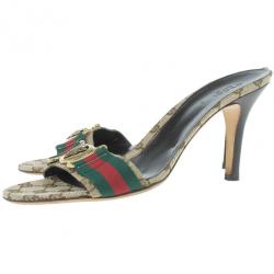 Pre Owned Gucci Guccissima Web Detail Hysteria Slides Size 39