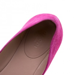 Pre Owned Gucci Pink Suede Crystal GG Ballet Flats Size 36.5