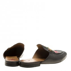 Pre Owned حذاء مولز غوتشي برينستاون مطرز هورسبيت جلد أسود مقاس 38.5