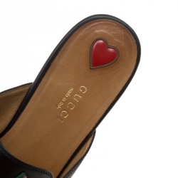 Pre Owned حذاء مولز غوتشي برينستاون مطرز هورسبيت جلد أسود مقاس 38.5