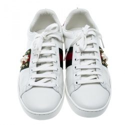 Gucci White Leather Ace Studded Sneakers Size 37