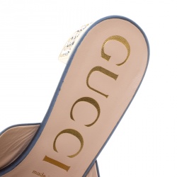 مملوكة مسبقًا Gucci Grey Satin Candy Bow Embellished Mules Size 38