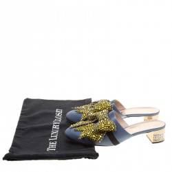 مملوكة مسبقًا Gucci Grey Satin Candy Bow Embellished Mules Size 38