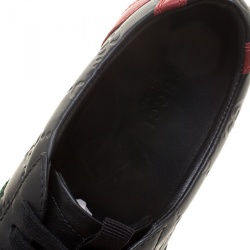 Gucci Black Guccissima Leather Web Detail Low Top Sneakers Size 38