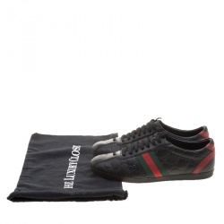 Gucci Black Guccissima Leather Web Detail Low Top Sneakers Size 38