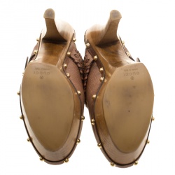 مملوكة مسبقًا Gucci Brown Leather Janis Platform Clogs Size 37