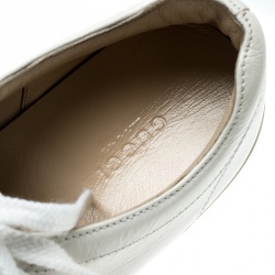 مملوكة مسبقًا Gucci White Leather Peggy Web Detail Platform Sneakers Size 37