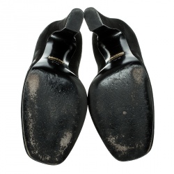 Pre Owned Gucci Black Suede Alma Classic Loafer Pumps Size 37.5