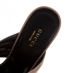 Pre Owned Gucci Beige Leather Block Heel Crossover Mules Size 39