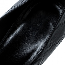 Pre Owned حذاء كعب عالى غوتشى بامبو كريستن جلد أسود مقاس 39