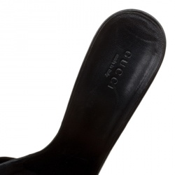 مملوكة مسبقًا حذاء سلايدز غوتشي هيستريا جلد أسود مقاس 38.5