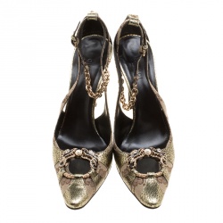 Pre Owned Gucci Beige GG Canvas And Leather Crystal Embellished Pointed Toe Slingback Sandals Size 36.5