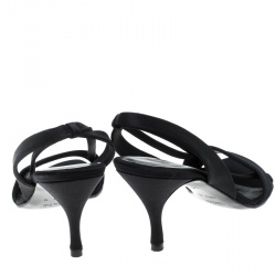 Pre Owned Gucci Black Satin Open Toe Slingback Sandals Size 35.5