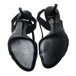 Pre Owned Gucci Black Satin Open Toe Slingback Sandals Size 35.5
