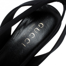 Pre Owned Gucci Black Satin Open Toe Slingback Sandals Size 35.5
