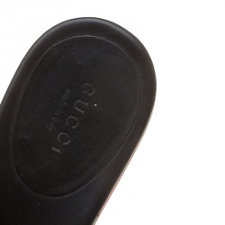 Pre Owned Gucci Black Leather Thong Flat Sandals Size 38