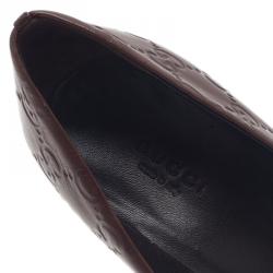 Pre Owned Gucci Brown Guccissima Leather Interlocking G Buckle Pumps Size 37