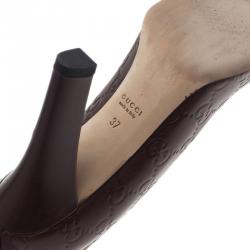Pre Owned Gucci Brown Guccissima Leather Interlocking G Buckle Pumps Size 37