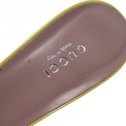 Pre Owned صندل سلايد غوتشي جلد أصفر لامع مقدمة مدببة هورسبيت مقاس 37.5