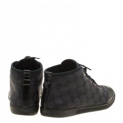 Gucci Black Guccissima Canvas High Top Sneakers Size 38.5