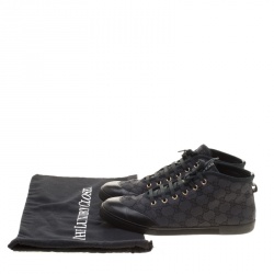 Gucci Black Guccissima Canvas High Top Sneakers Size 38.5