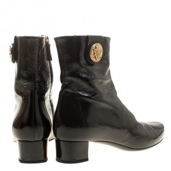 Pre Owned Gucci Black Patent Leather Hysteria Ankle Boots Size 38