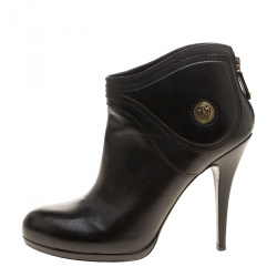 Pre Owned Gucci Black Leather Diana Ankle Boots Size 39