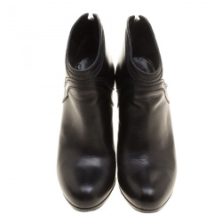 Pre Owned Gucci Black Leather Diana Ankle Boots Size 39