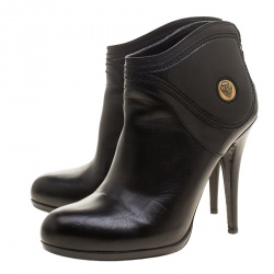 Pre Owned Gucci Black Leather Diana Ankle Boots Size 39