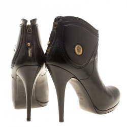 Pre Owned Gucci Black Leather Diana Ankle Boots Size 39