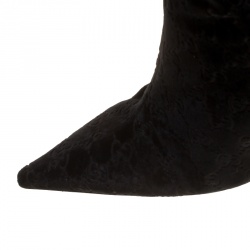 Pre Owned Gucci Black GG Velvet Bamboo Heel Knee High Boots Size 40