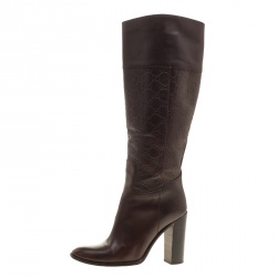 Pre Owned Gucci Brown Guccissima Leather 85th Anniversary Knee High Leather Boots Size 38
