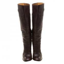 Pre Owned Gucci Brown Guccissima Leather 85th Anniversary Knee High Leather Boots Size 38