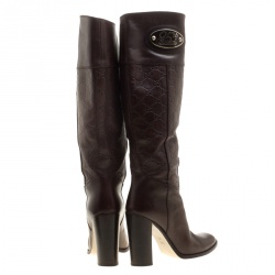 Pre Owned Gucci Brown Guccissima Leather 85th Anniversary Knee High Leather Boots Size 38