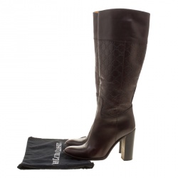 Pre Owned Gucci Brown Guccissima Leather 85th Anniversary Knee High Leather Boots Size 38