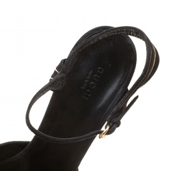 Pre Owned Gucci Black Suede Knot Detail Peep Toe Platform Sandals Size 40