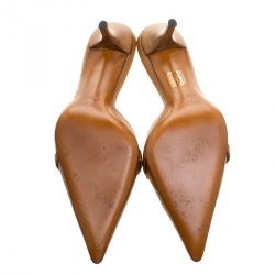 مملوكة مسبقًا صندل سلايد غوتشي جلد بني بامبو مزين مقدمة مدببة مقاس 38.5