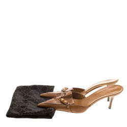 مملوكة مسبقًا صندل سلايد غوتشي جلد بني بامبو مزين مقدمة مدببة مقاس 38.5