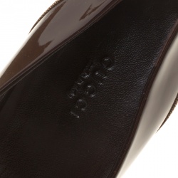 Pre Owned Gucci Brown GG Crystal Canvas and Leather Bamboo Horsebit Block Heel Pumps Size 41