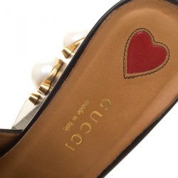 مملوكة مسبقًا حذاء غوتشي مرصع لؤلؤ تفاصيل ويب GG جلد ثعبان أسود مقاس 37.5