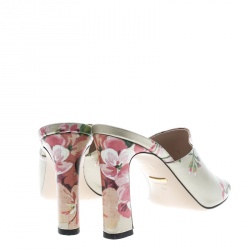 Pre Owned Gucci Multicolor Bloom Print Leather Shanghai Mules Size 39