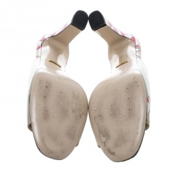 Pre Owned Gucci Multicolor Bloom Print Leather Shanghai Mules Size 39