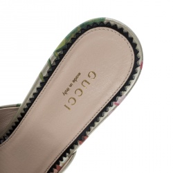 Pre Owned Gucci Multicolor Bloom Print Leather Shanghai Mules Size 39