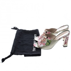 Pre Owned Gucci Multicolor Bloom Print Leather Shanghai Mules Size 39
