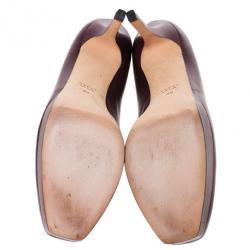 Pre Owned Gucci Maroon Leather Charlotte Platform Pumps Size 39