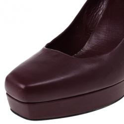 Pre Owned Gucci Maroon Leather Charlotte Platform Pumps Size 39