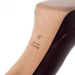 Pre Owned Gucci Maroon Leather Charlotte Platform Pumps Size 39
