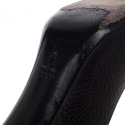 Pre Owned Gucci Brown Leather Ride GG Buckle Peep Toe Pumps Size 39