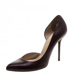 Pre Owned Gucci Burgundy Leather D'orsay Pumps Size 39